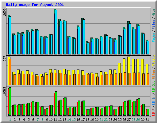 Daily usage for August 2021