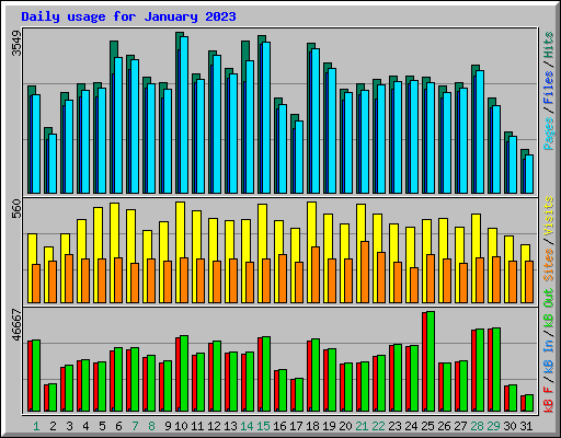 Daily usage for January 2023