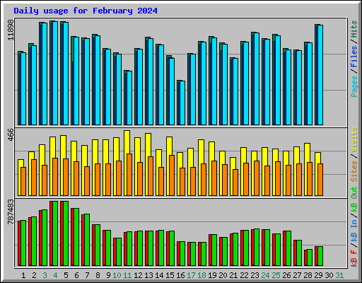 Daily usage for February 2024