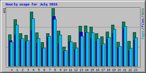Hourly usage for July 2016